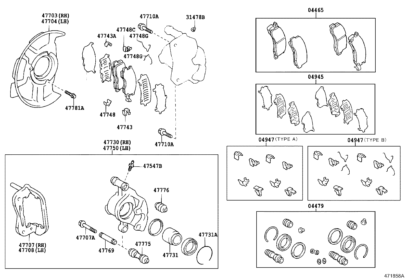 04465-0B040 PAD KIT, DISC BRAKE, FRONT product image