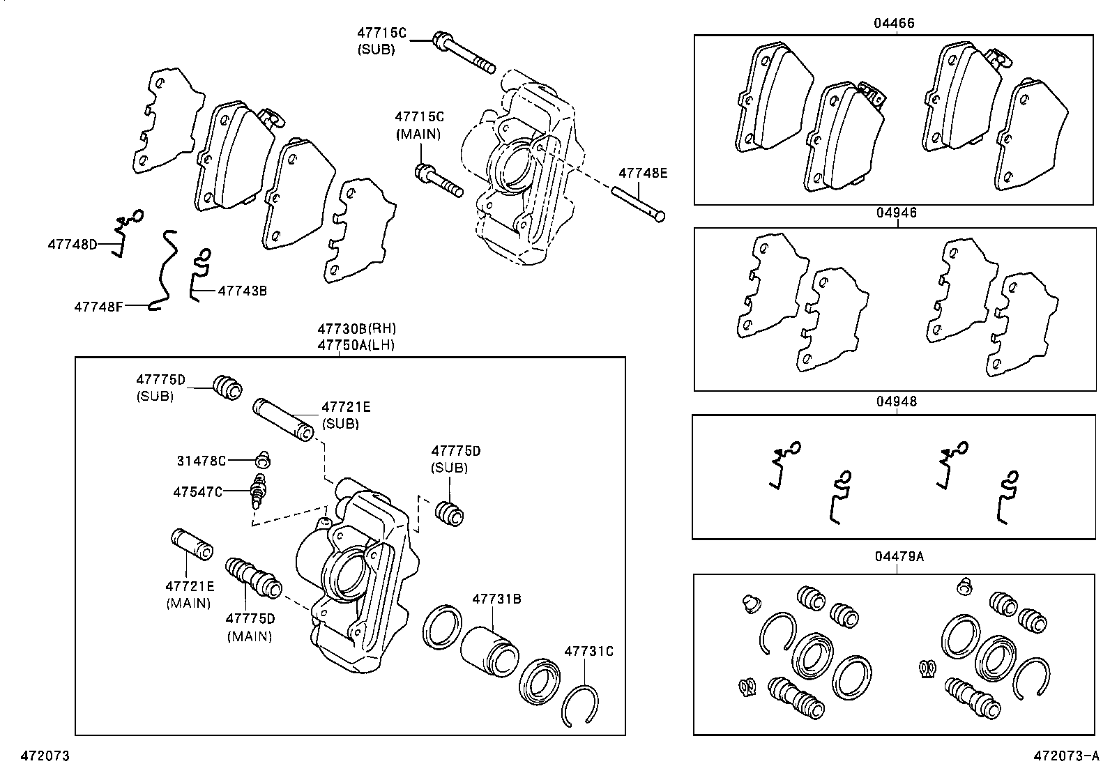 47730-20630 CYLINDER ASSY, REAR DISC BRAKE, RH product image