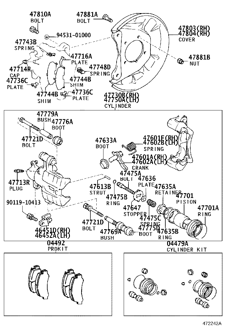 46451-12021 BRACKET, PARKING BRAKE CABLE SUPPORT, RH product image