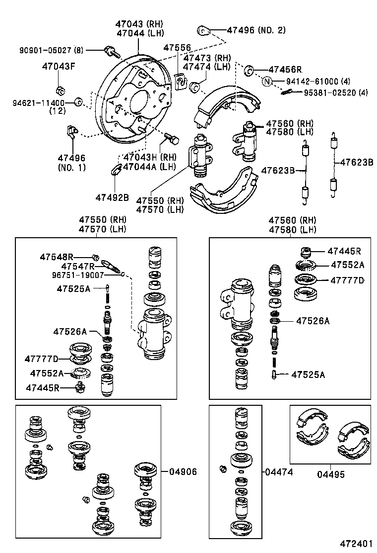 04474-37150 CYLINDER KIT, REAR WHEEL product image