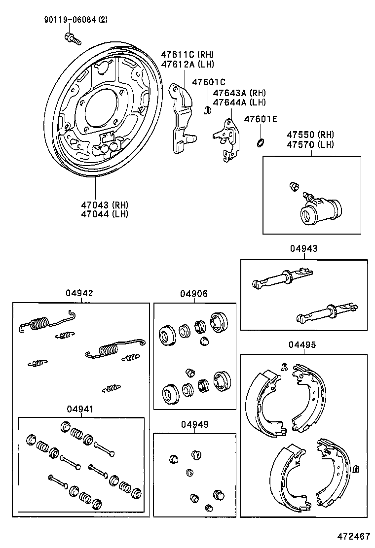 04942-44020 SPRING KIT, REAR BRAKE product image