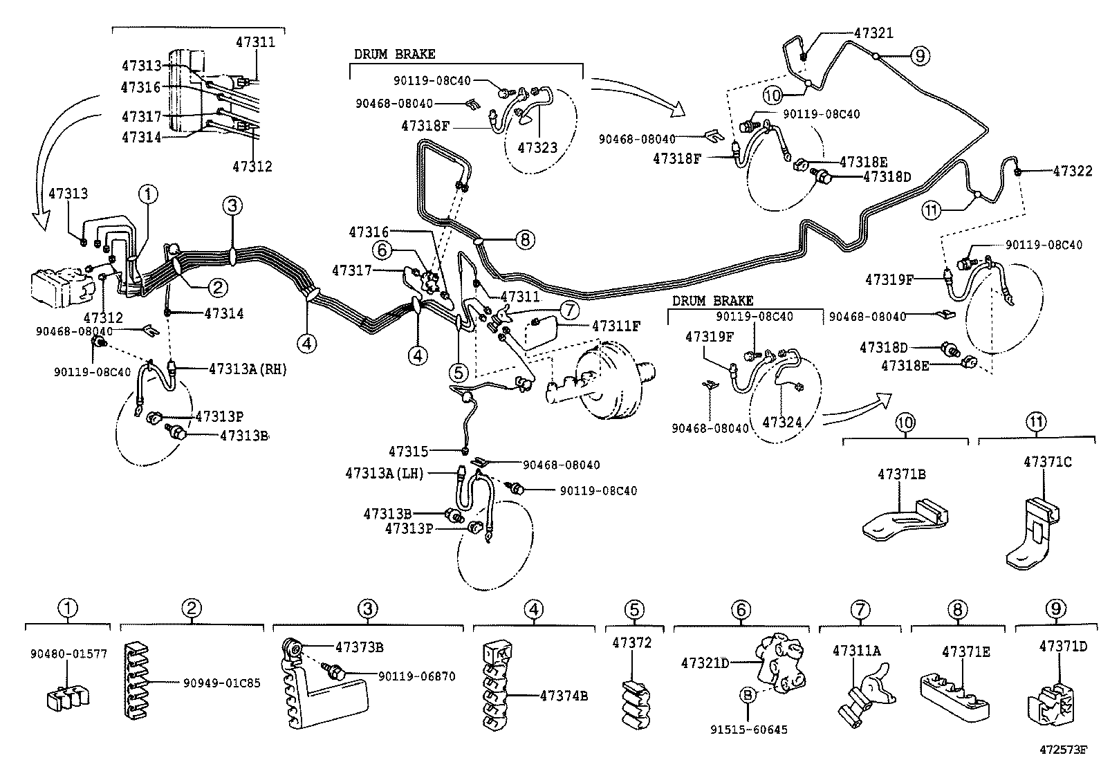 47311-33130 TUBE, FRONT BRAKE, FRAME NO.1 product image