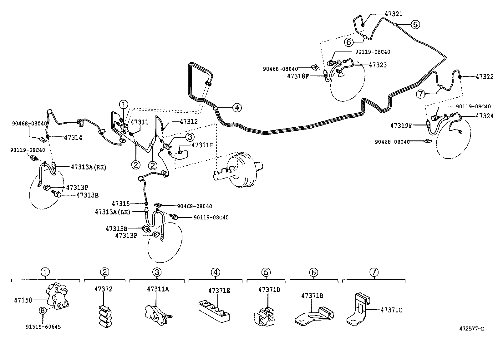 47311-33130 TUBE, FRONT BRAKE, FRAME NO.1 product image