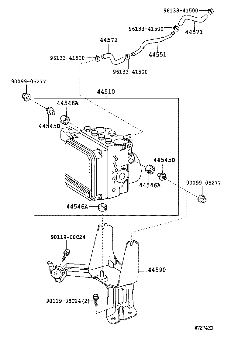 44572-33020 HOSE, BRAKE ACTUATOR, NO.2 product image