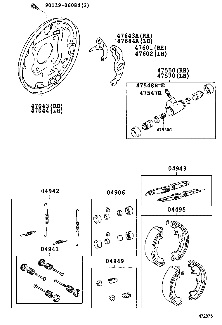 04941-02050 SPRING KIT, REAR BRAKE SHOE HOLD DOWN product image