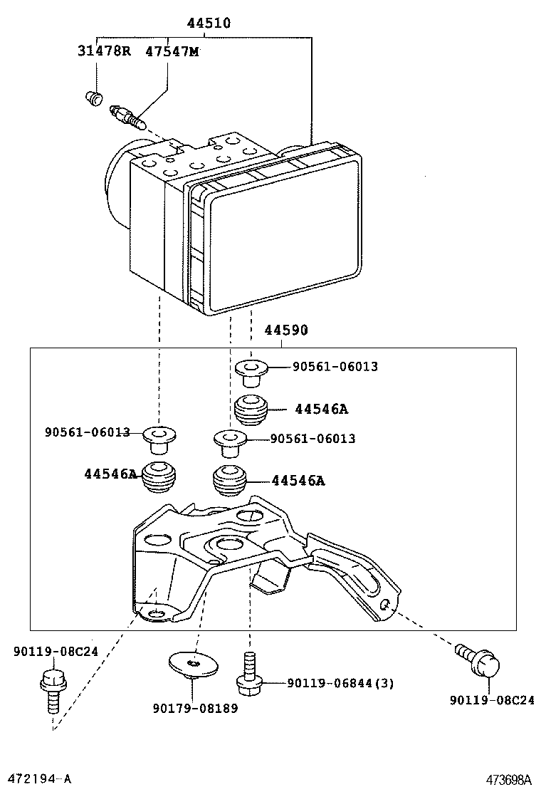 44590-02070 BRACKET ASSY, BRAKE ACTUATOR product image