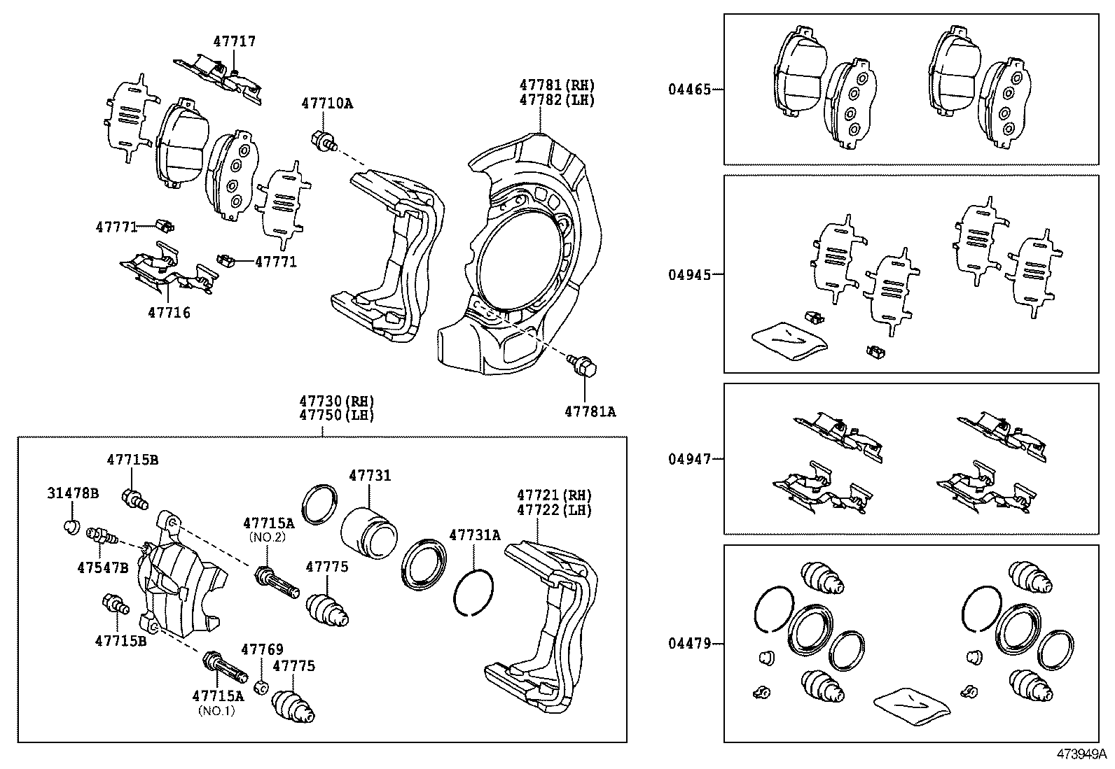 47721-06080 MOUNTING, FRONT DISC BRAKE CYLINDER, RH product image
