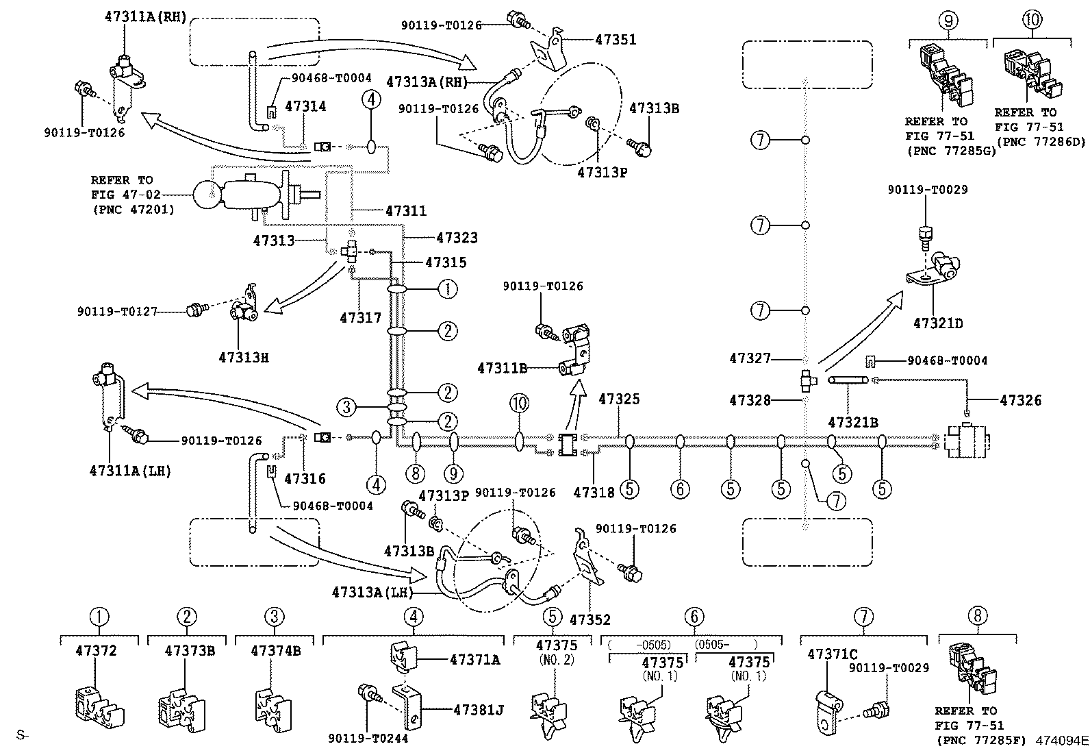 47329-0K080 TUBE, REAR BRAKE, NO.6 product image