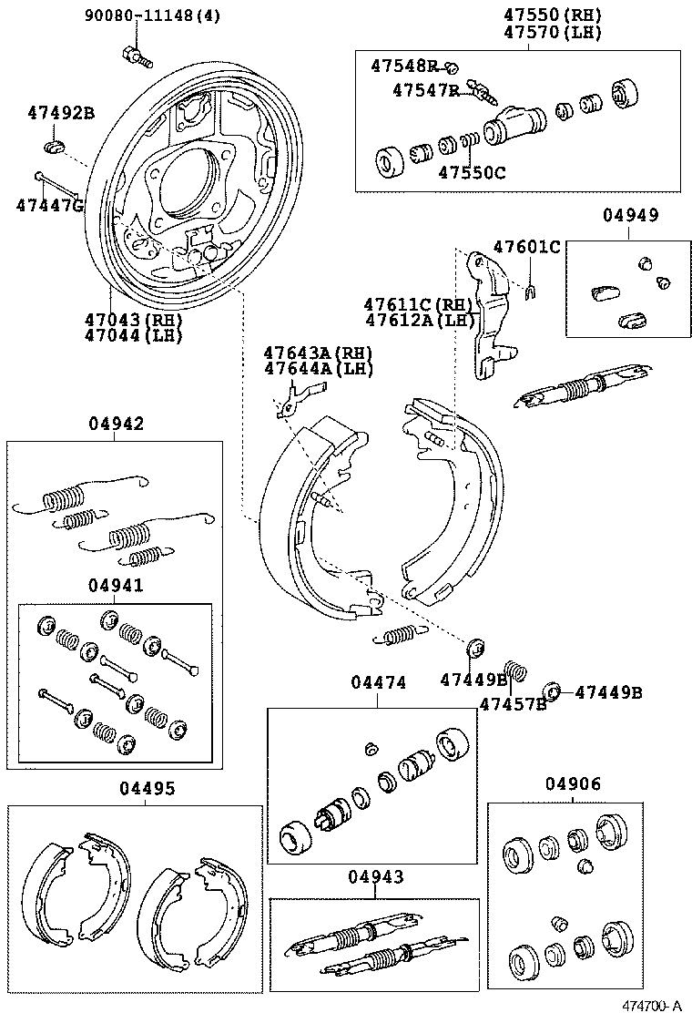 04943-06010 STRUT KIT, REAR BRAKE, RH product image