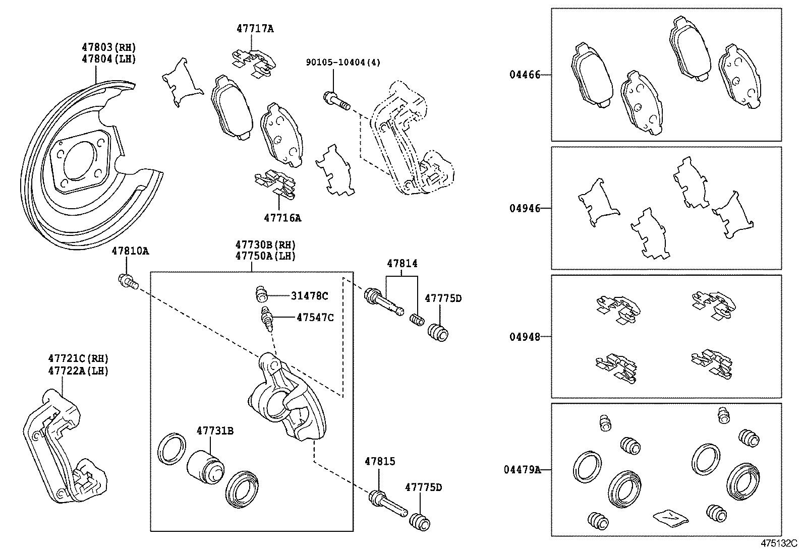 04466-52070 PAD KIT, DISC BRAKE, REAR product image
