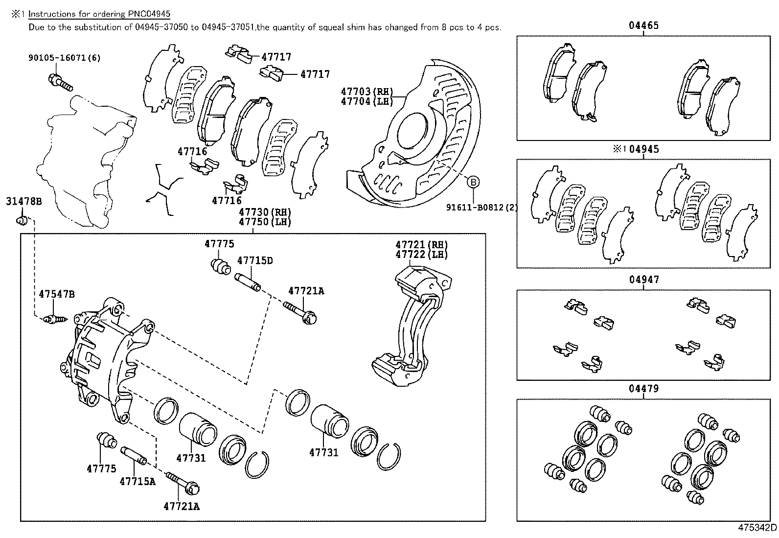 04465-37150 PAD KIT, DISC BRAKE, FRONT product image