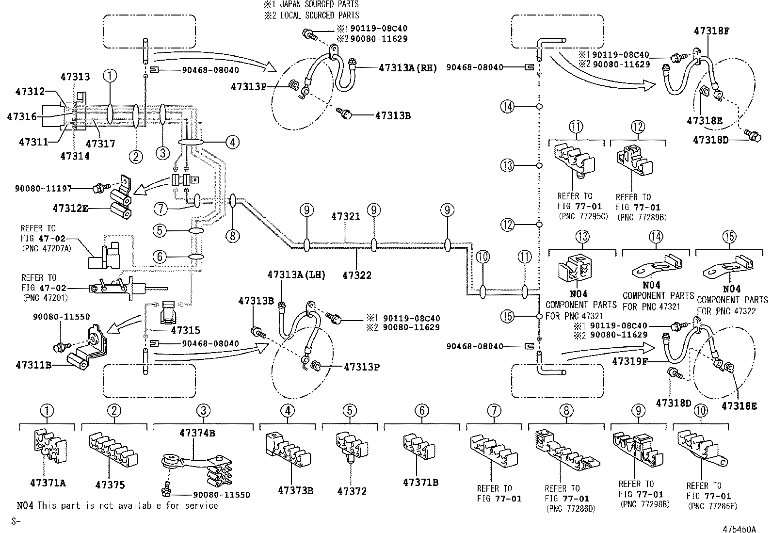 47315-06220 TUBE, FRONT BRAKE, NO.5 product image