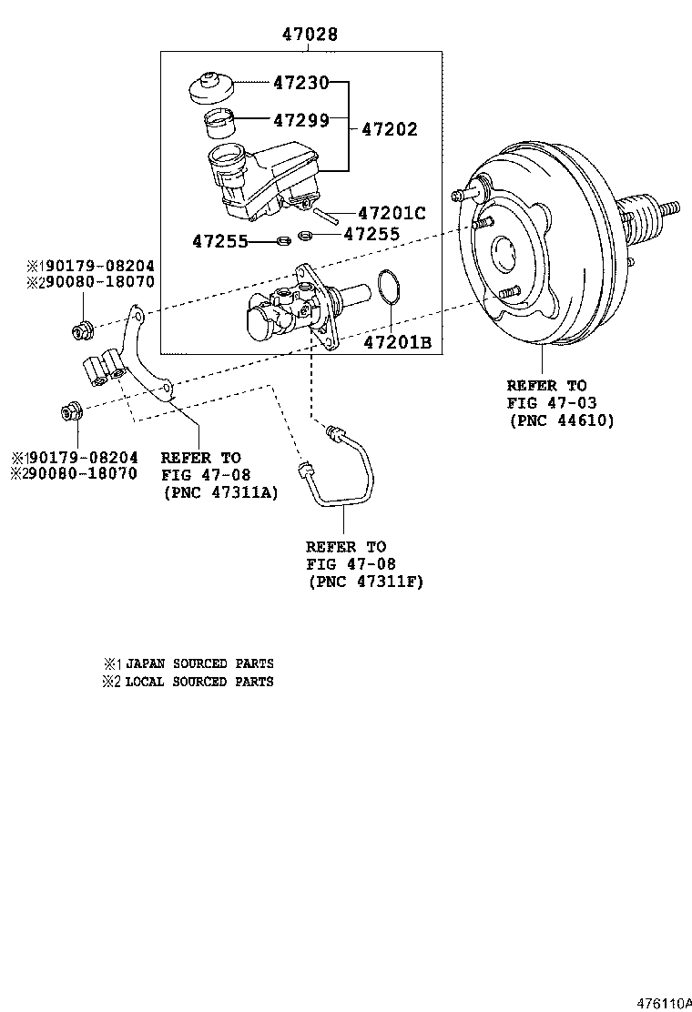 47028-07010 CYLINDER SUB-ASSY, BRAKE MASTER W/PLATE product image