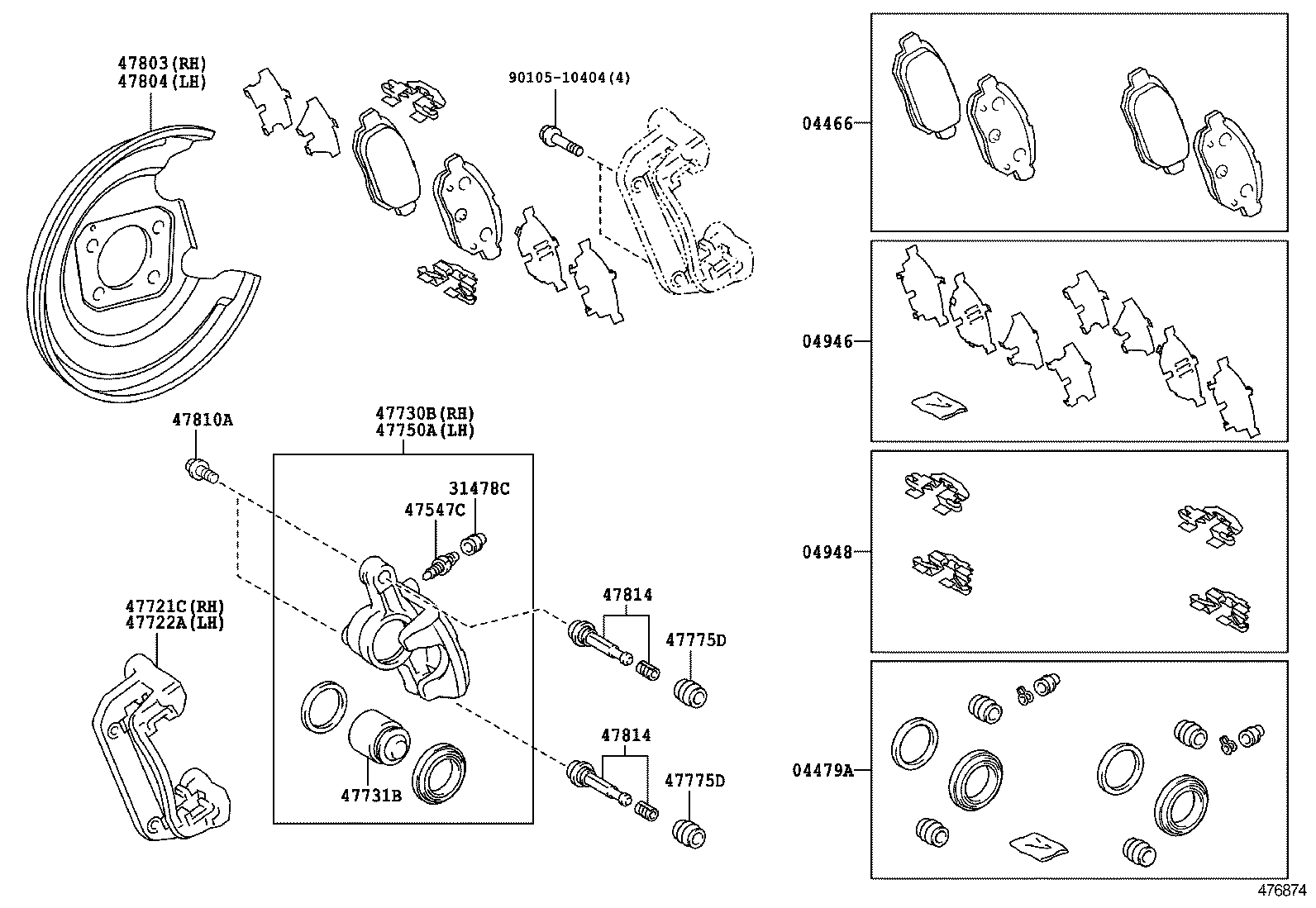 04479-52190 CYLINDER KIT, DISC BRAKE, REAR product image