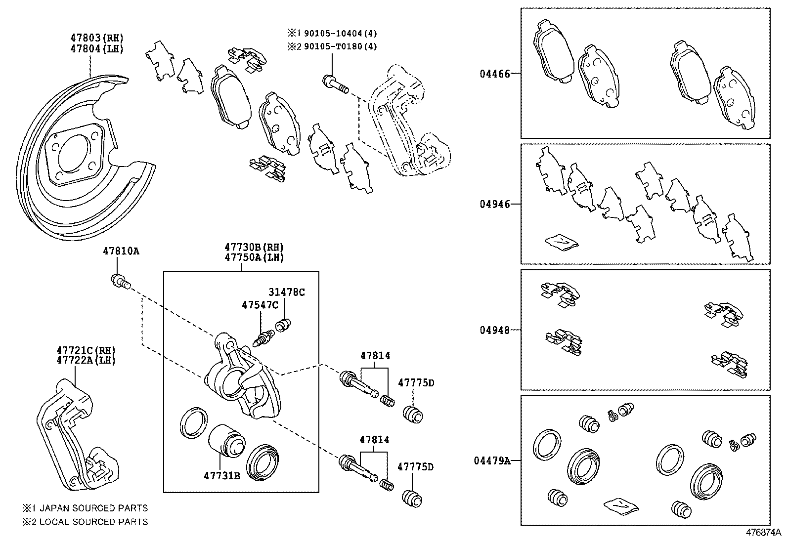 04479-52250 CYLINDER KIT, DISC BRAKE, REAR product image