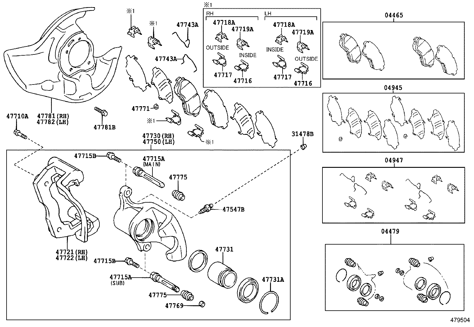 04479-30150 CYLINDER KIT, DISC BRAKE, FRONT product image