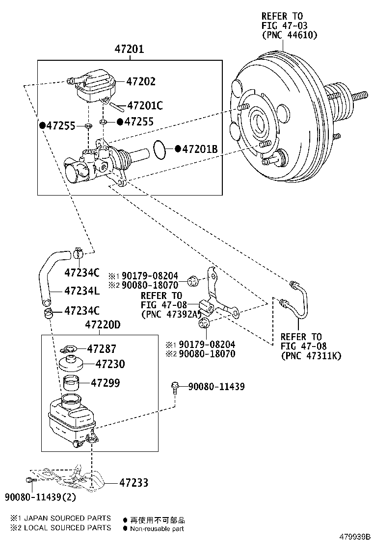 47201-08080 CYLINDER SUB-ASSY, BRAKE MASTER product image