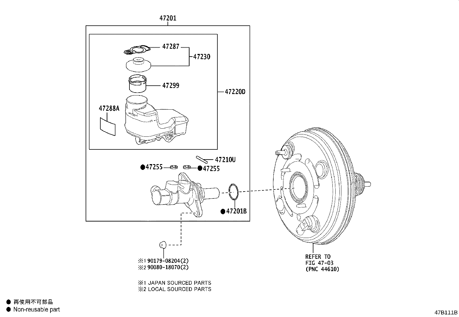 47201-07100 CYLINDER SUB-ASSY, BRAKE MASTER product image