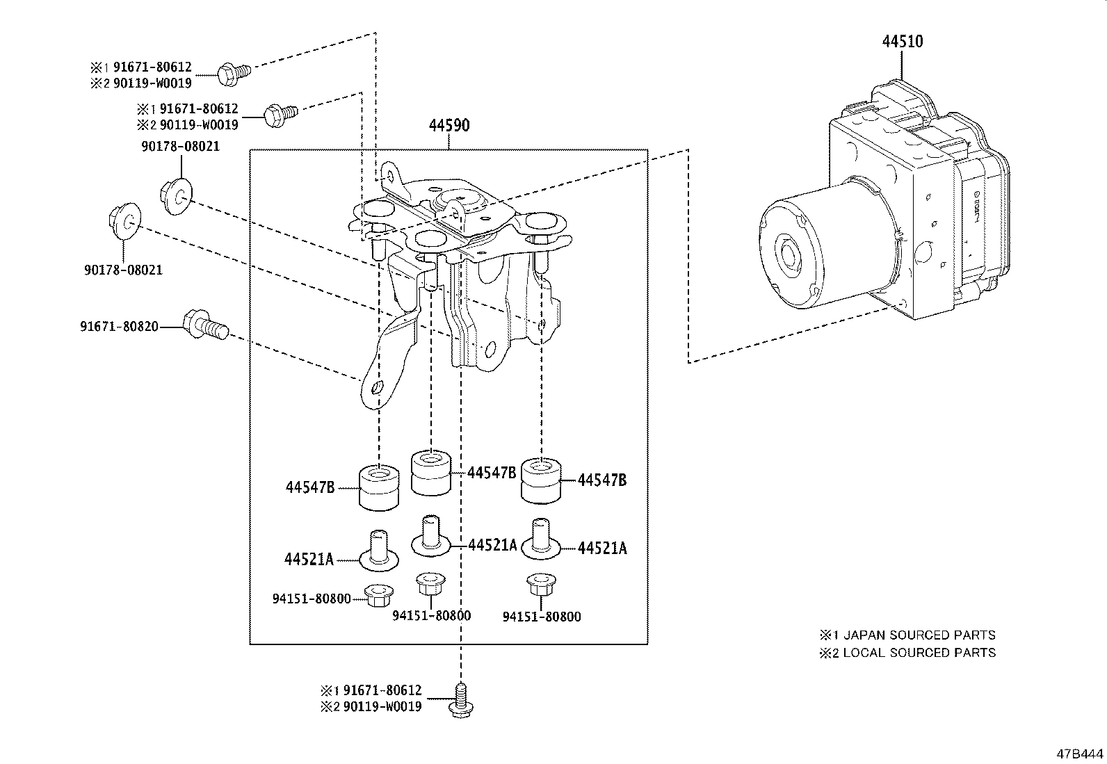 44547-33100 CUSHION, BRAKE ACTUATOR BRACKET product image