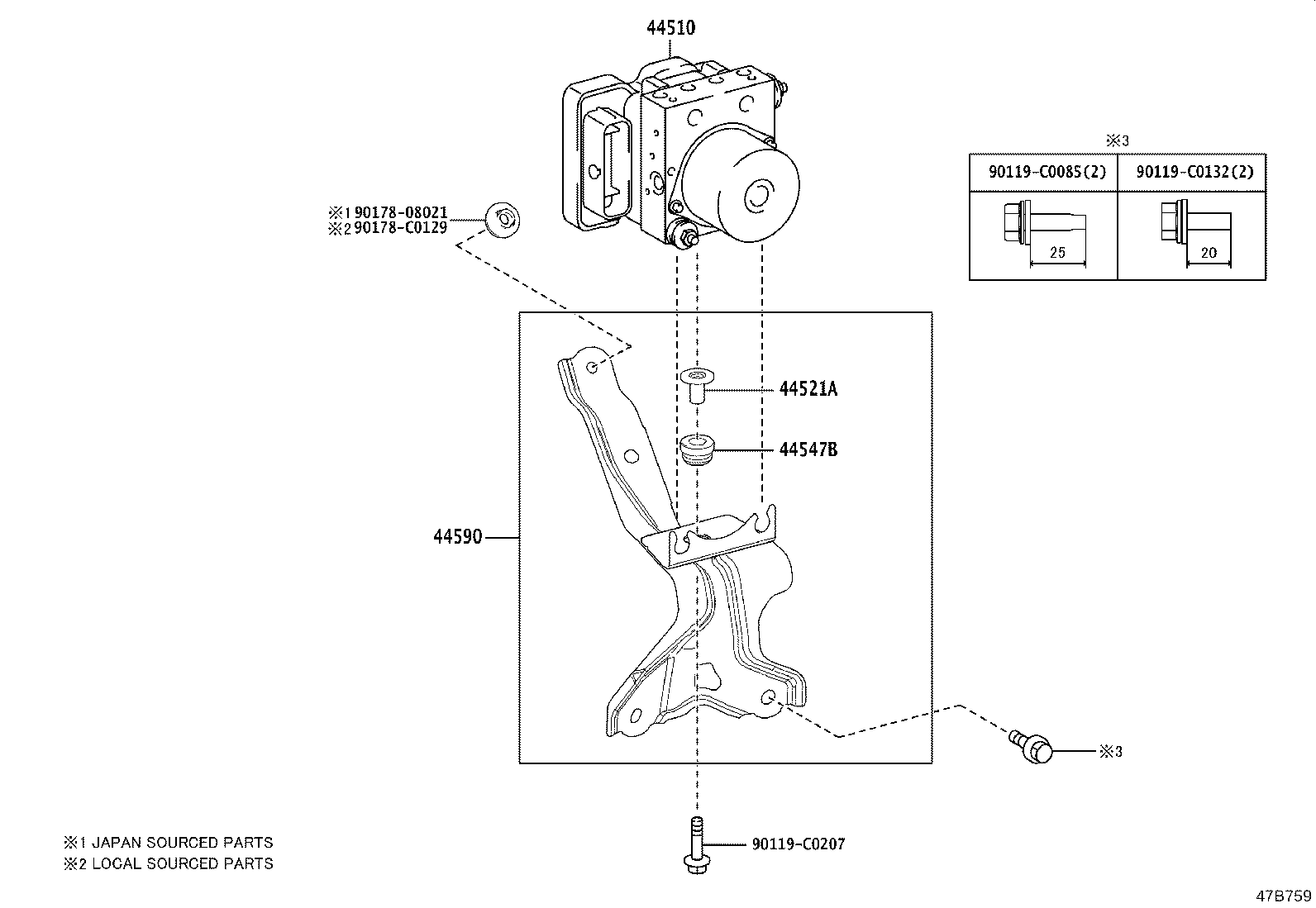 44590-07040 BRACKET ASSY, BRAKE ACTUATOR product image