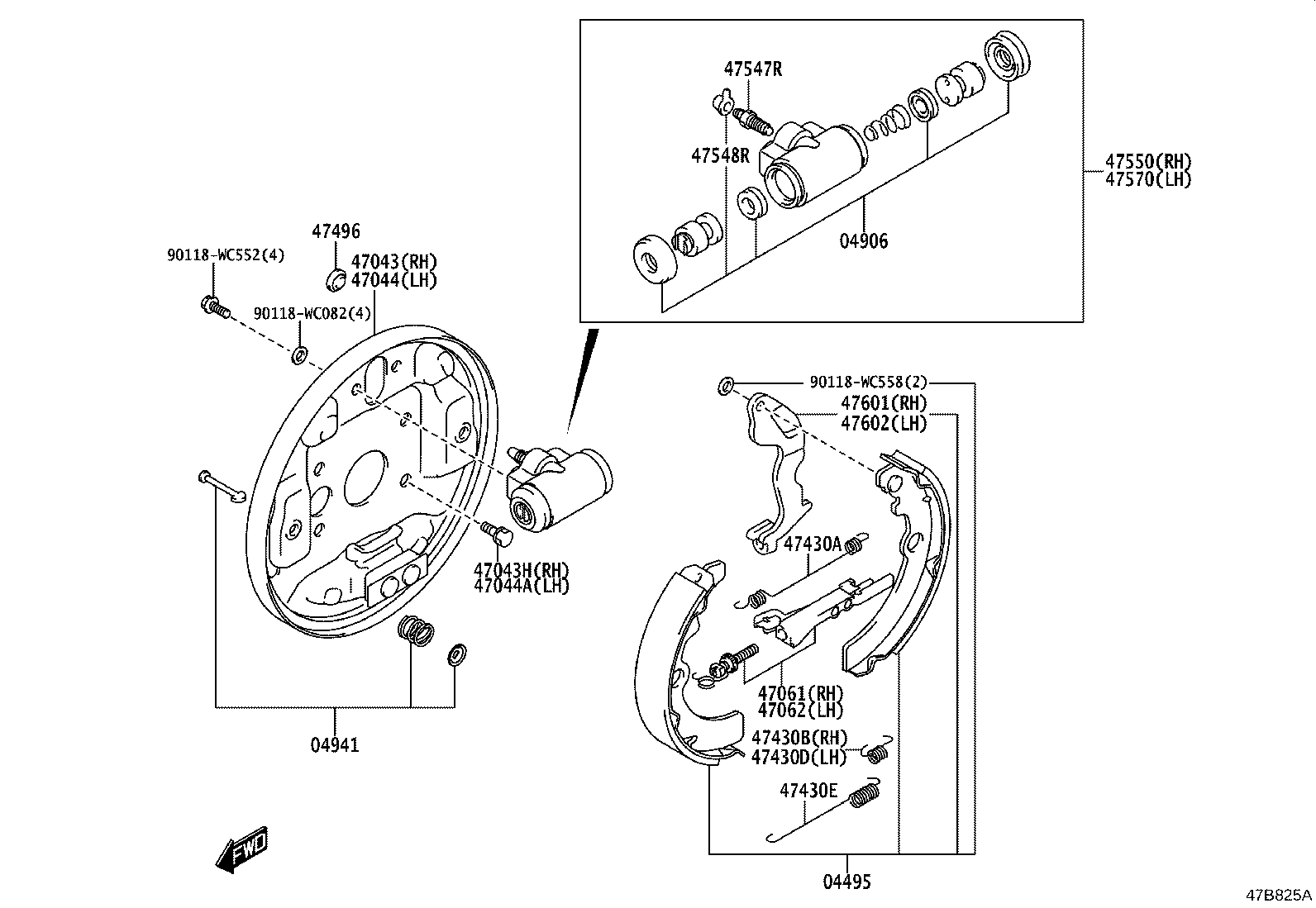 47062-WC001 STRUT SET, PARKING BRAKE SHOE, LH product image