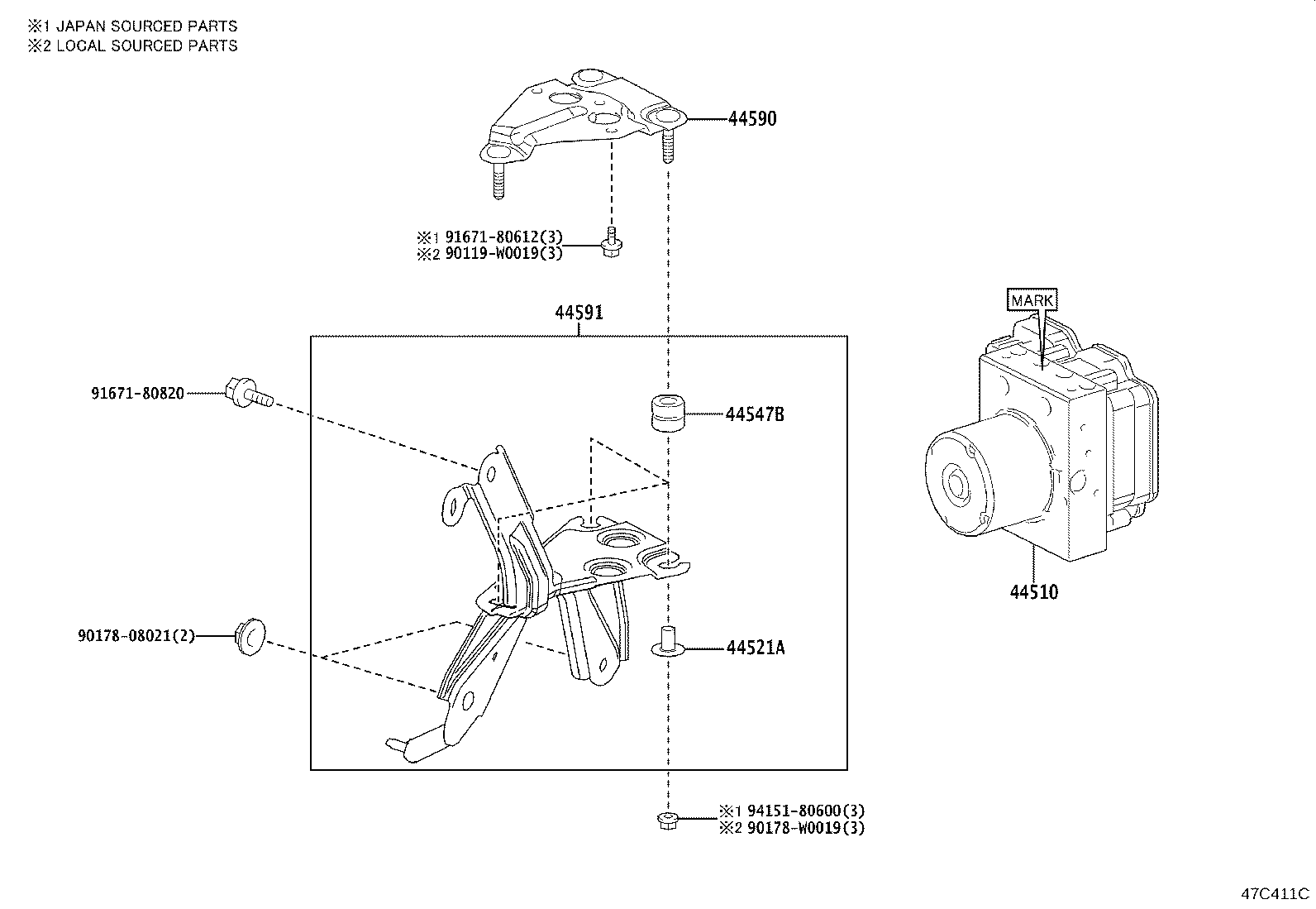 44050-K0190 ACTUATOR ASSY, BRAKE product image