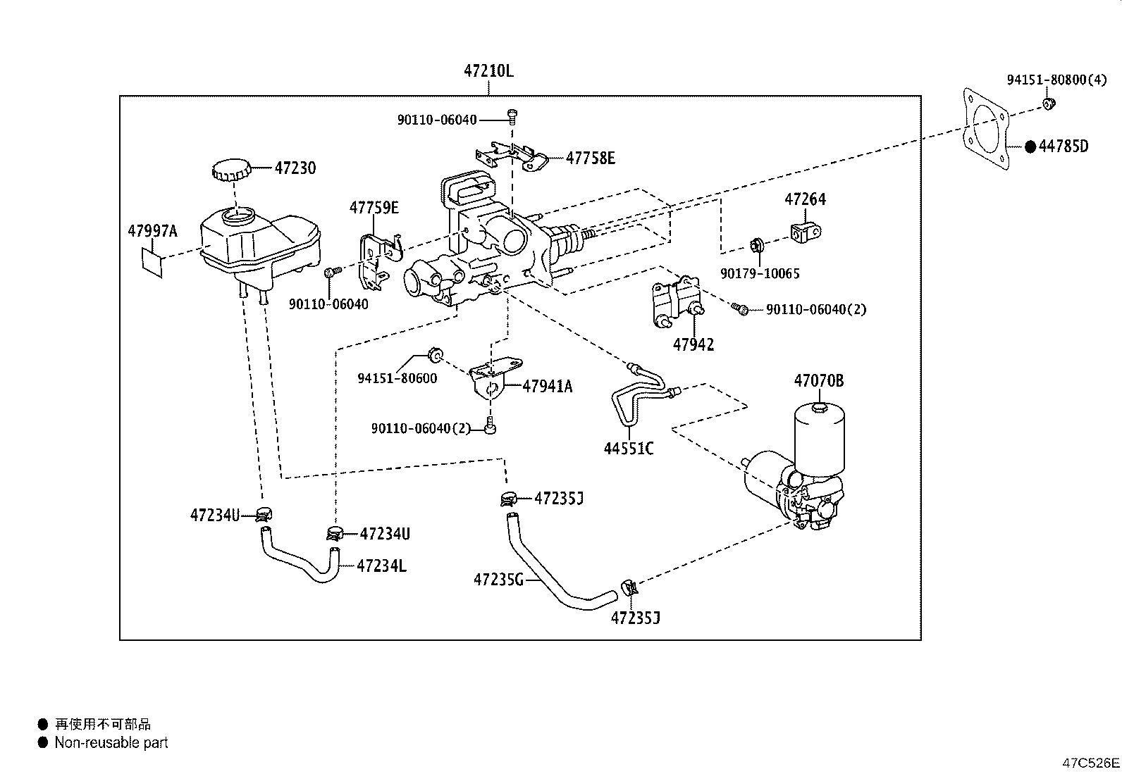 47050-48100 BRAKE BOOSTER ASSY, W/MASTER CYLINDER product image