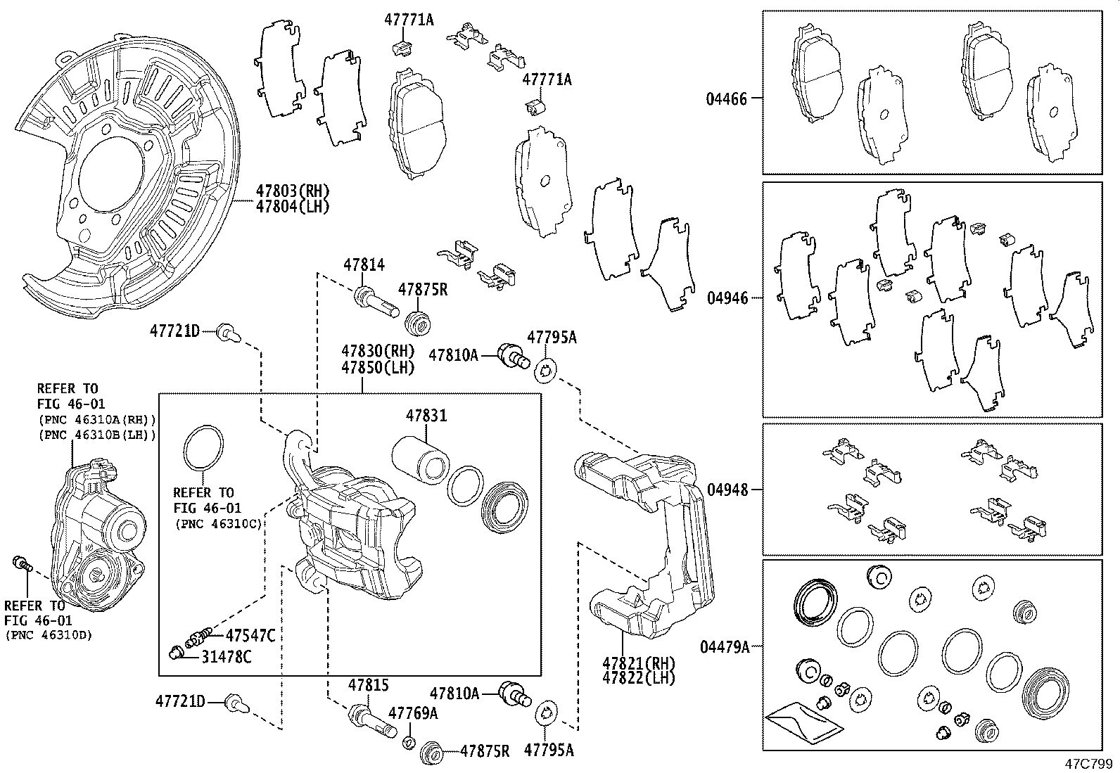47821-24090 MOUNTING, REAR DISC BRAKE CYLINDER, RH product image