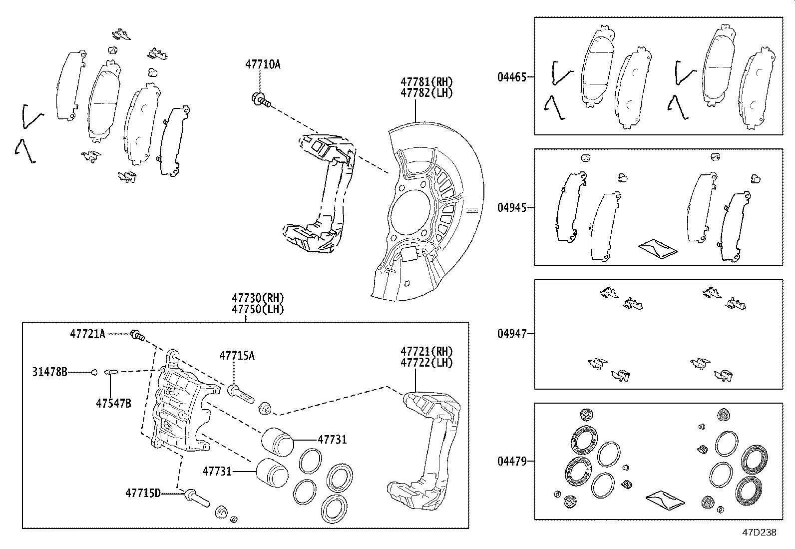 47722-0E100 MOUNTING, FRONT DISC BRAKE CYLINDER, LH product image