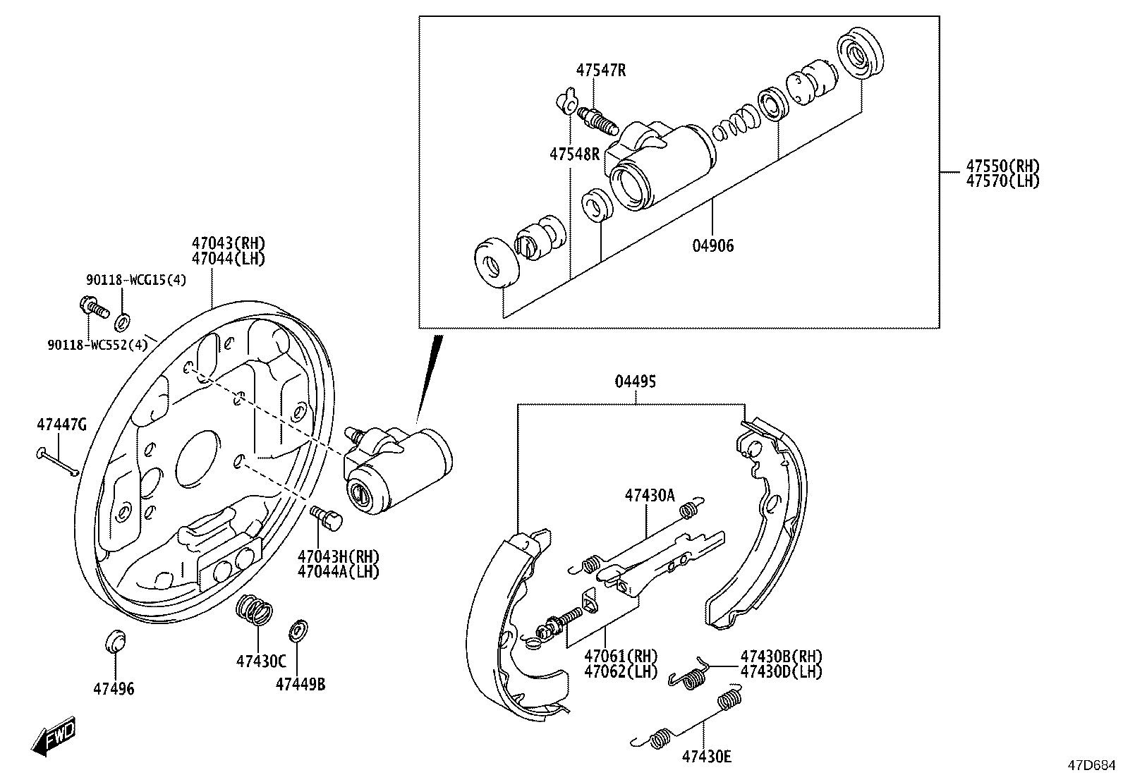 04906-WC002 CUP KIT, REAR WHEEL CYLINDER product image