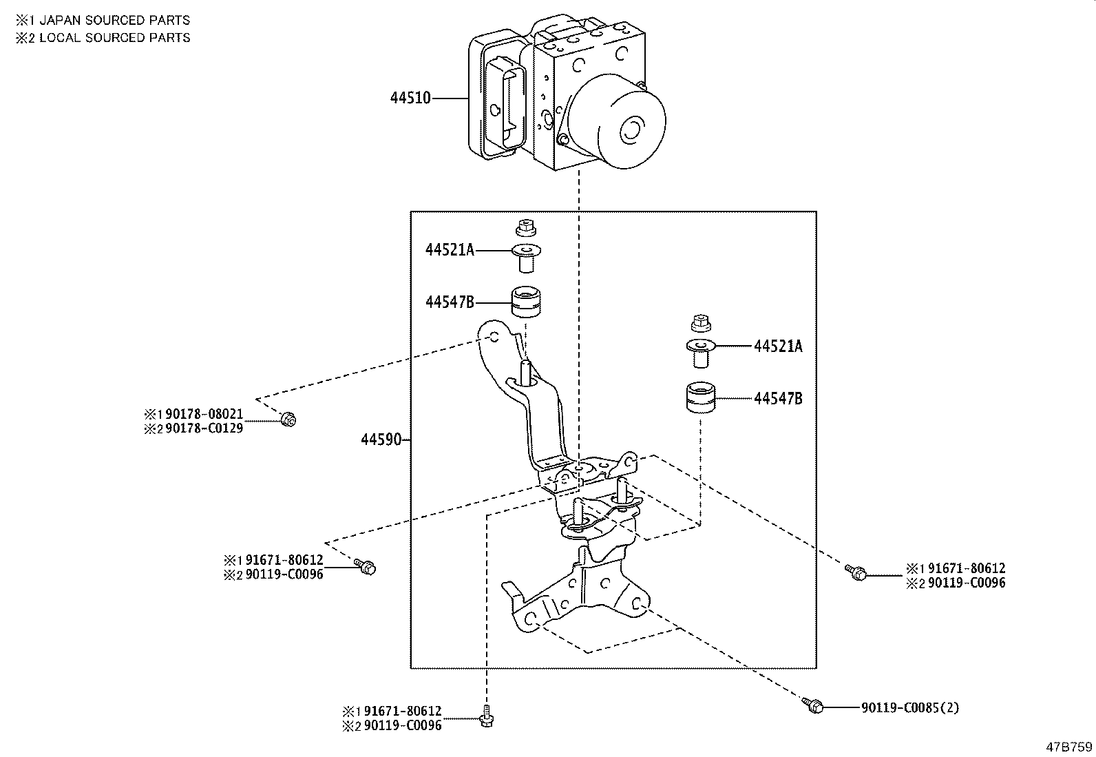 44590-07040 BRACKET ASSY, BRAKE ACTUATOR product image