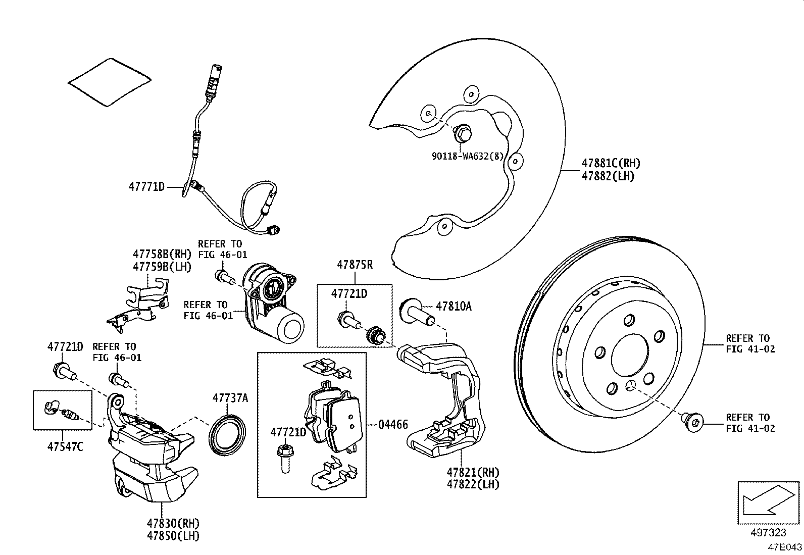 47821-WAA05 MOUNTING, REAR DISC BRAKE CYLINDER, RH product image