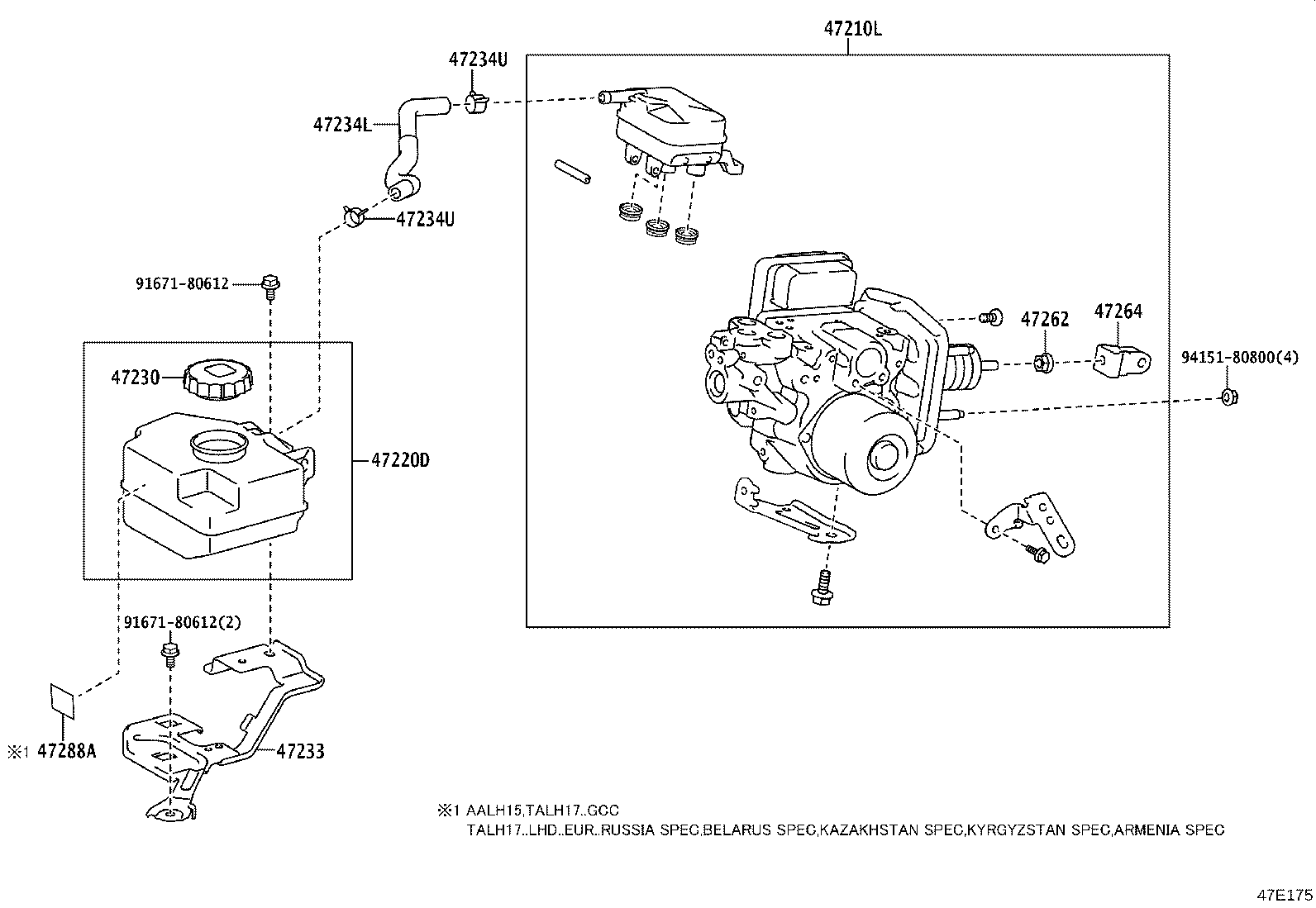 47050-48460 BRAKE BOOSTER ASSY, W/MASTER CYLINDER product image