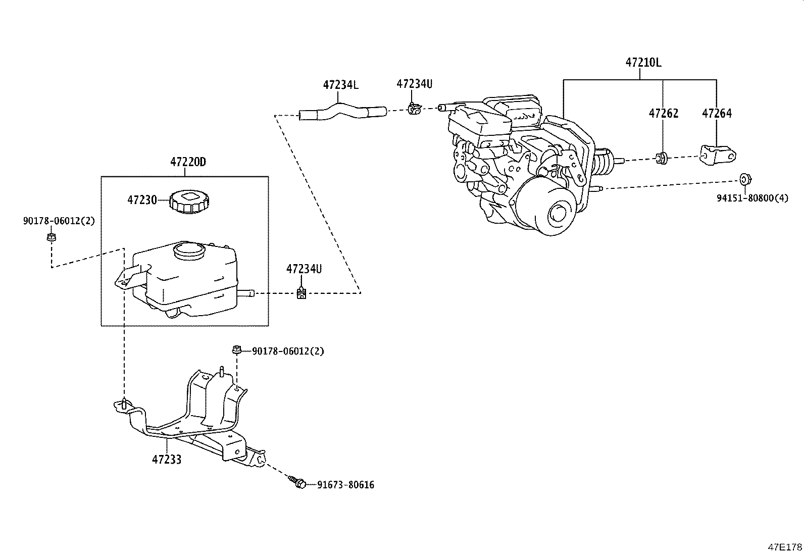 47050-48460 BRAKE BOOSTER ASSY, W/MASTER CYLINDER product image