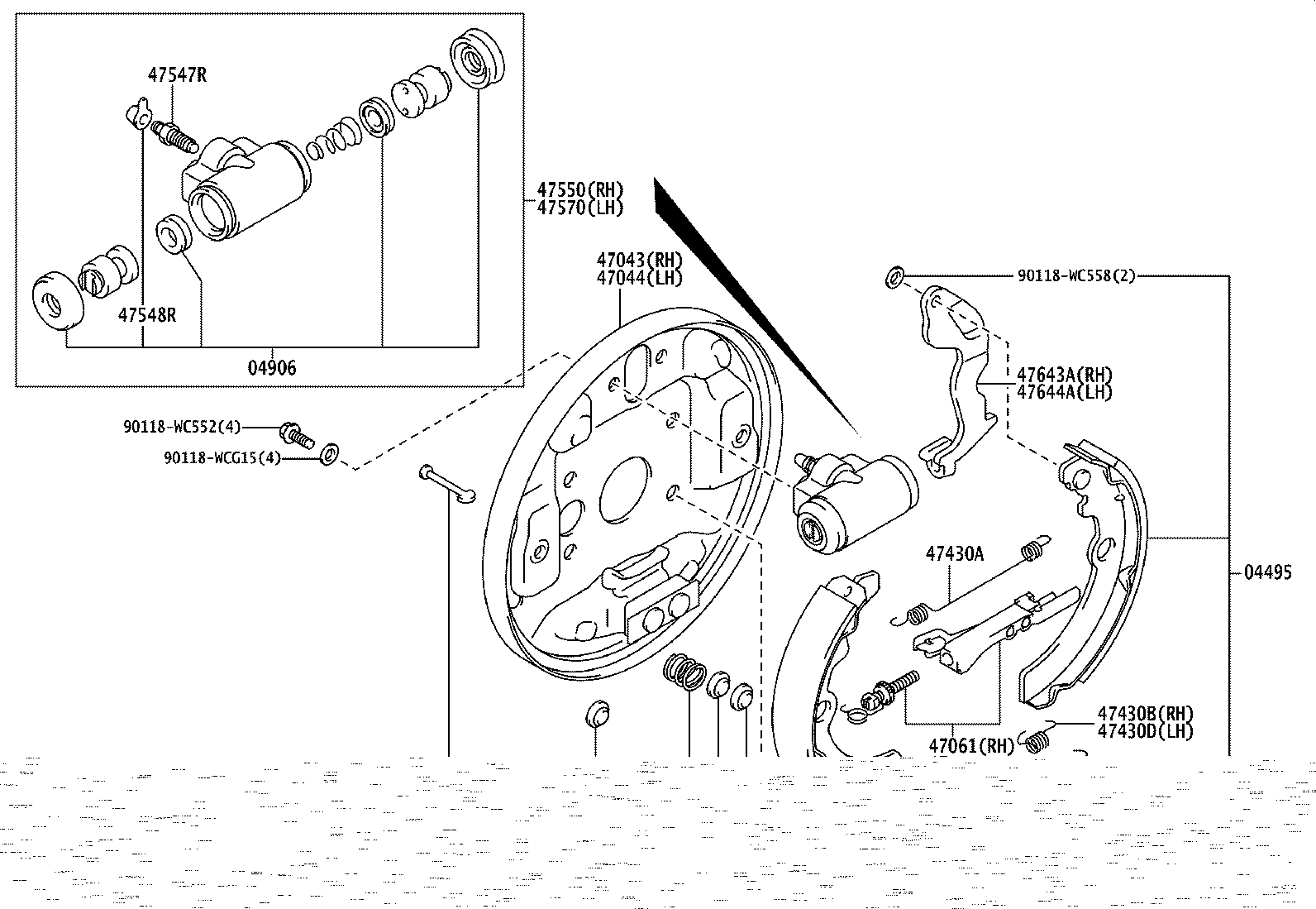 04495-WC013 SHOE KIT, REAR BRAKE product image