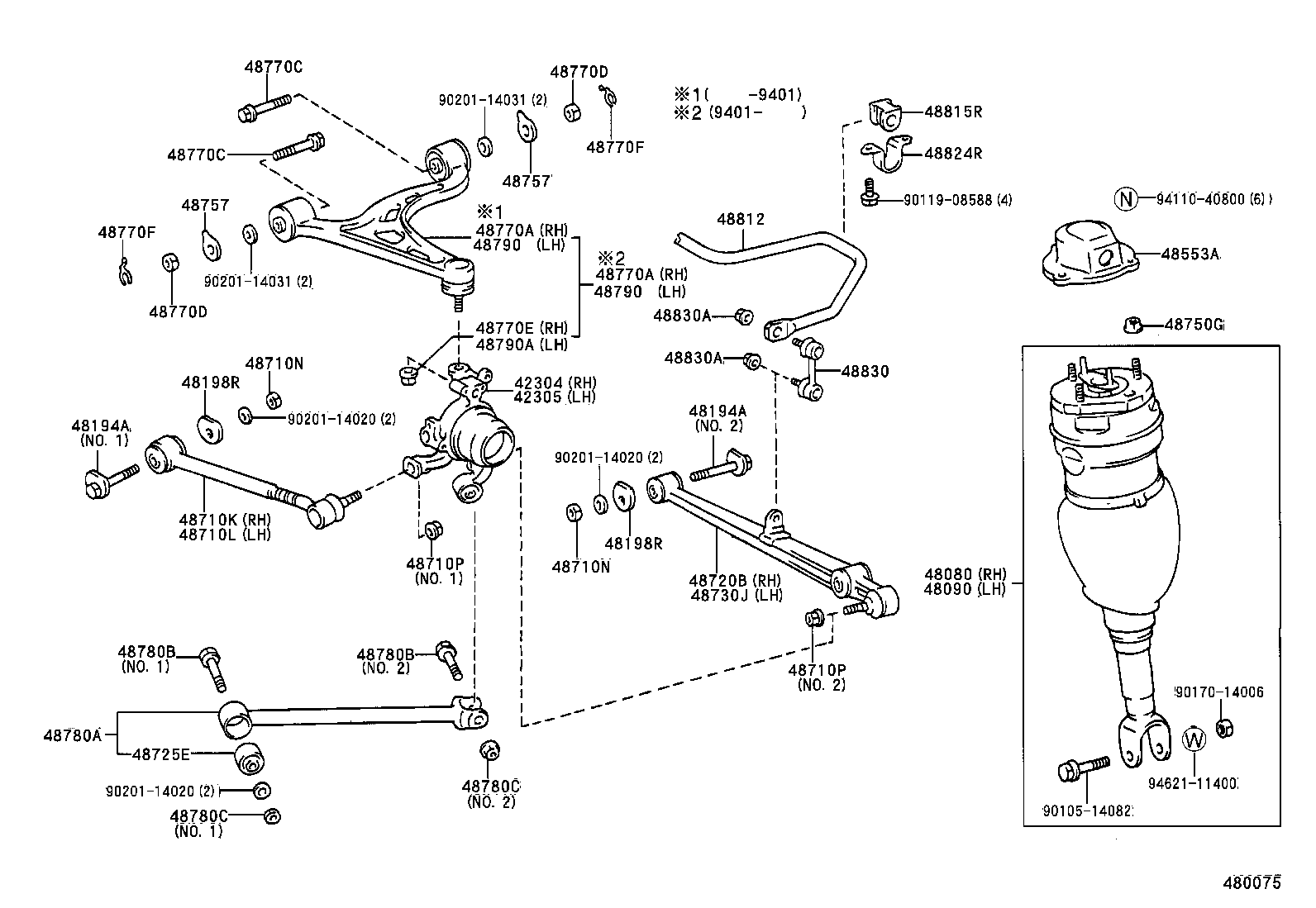 48071-24011 SUPPORT SUB-ASSY, REAR SUSPENSION, RH product image