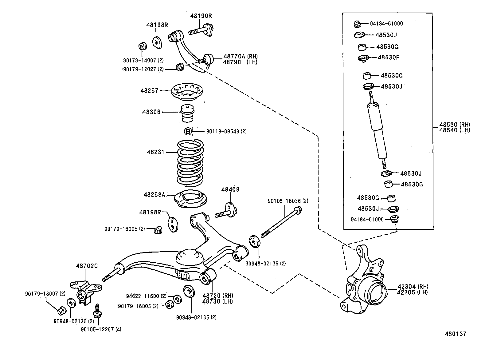 42313-28030 CARRIER SUB-ASSY, REAR AXLE, RH product image