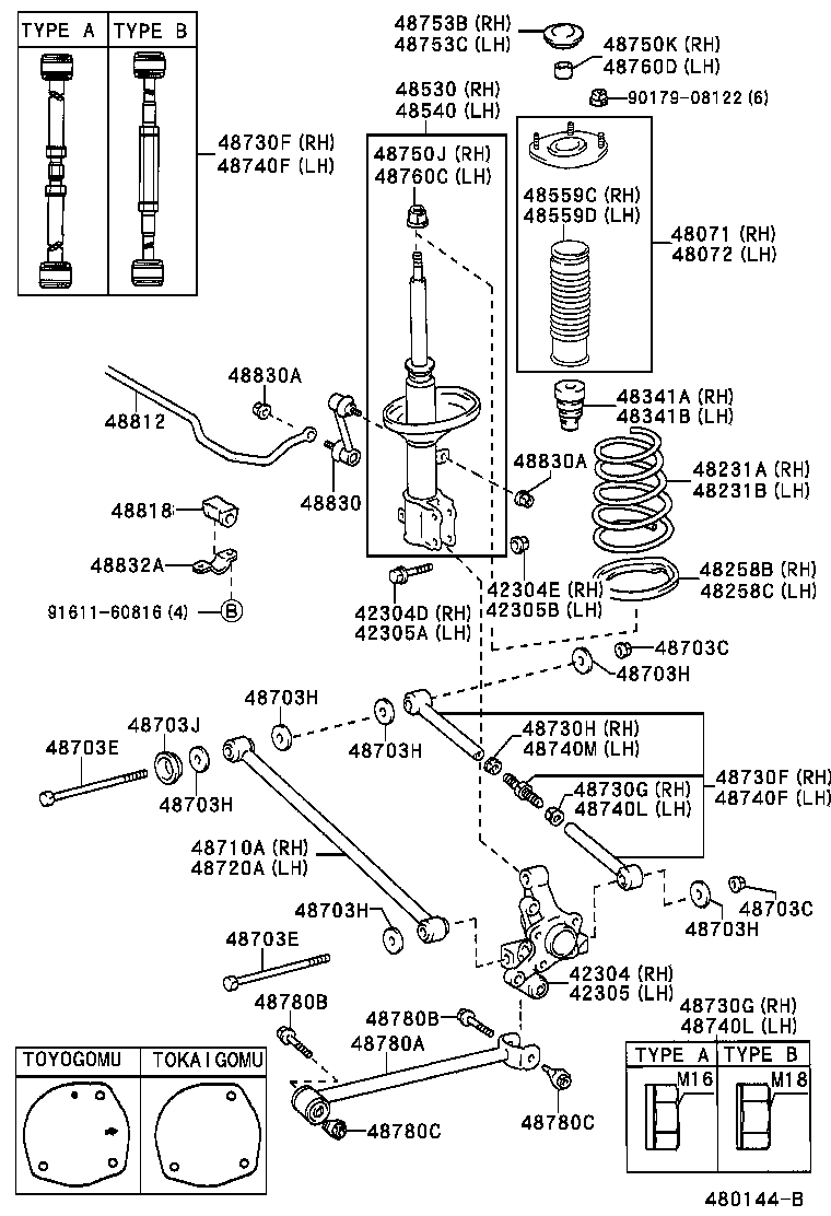 48071-12140 SUPPORT SUB-ASSY, REAR SUSPENSION, RH product image
