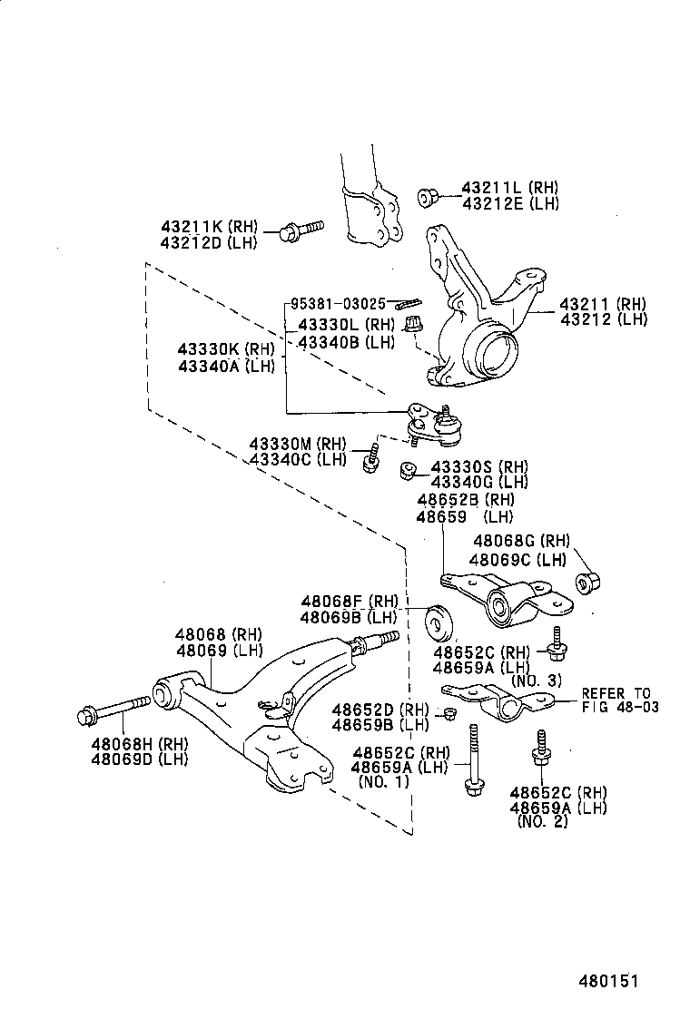 48068-12160 ARM SUB-ASSY, FRONT SUSPENSION, LOWER NO.1 RH product image