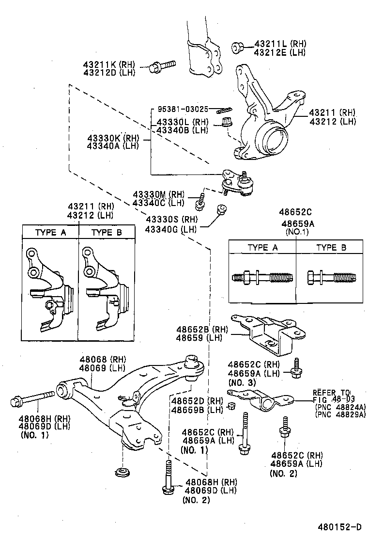 48068-12160 ARM SUB-ASSY, FRONT SUSPENSION, LOWER NO.1 RH product image