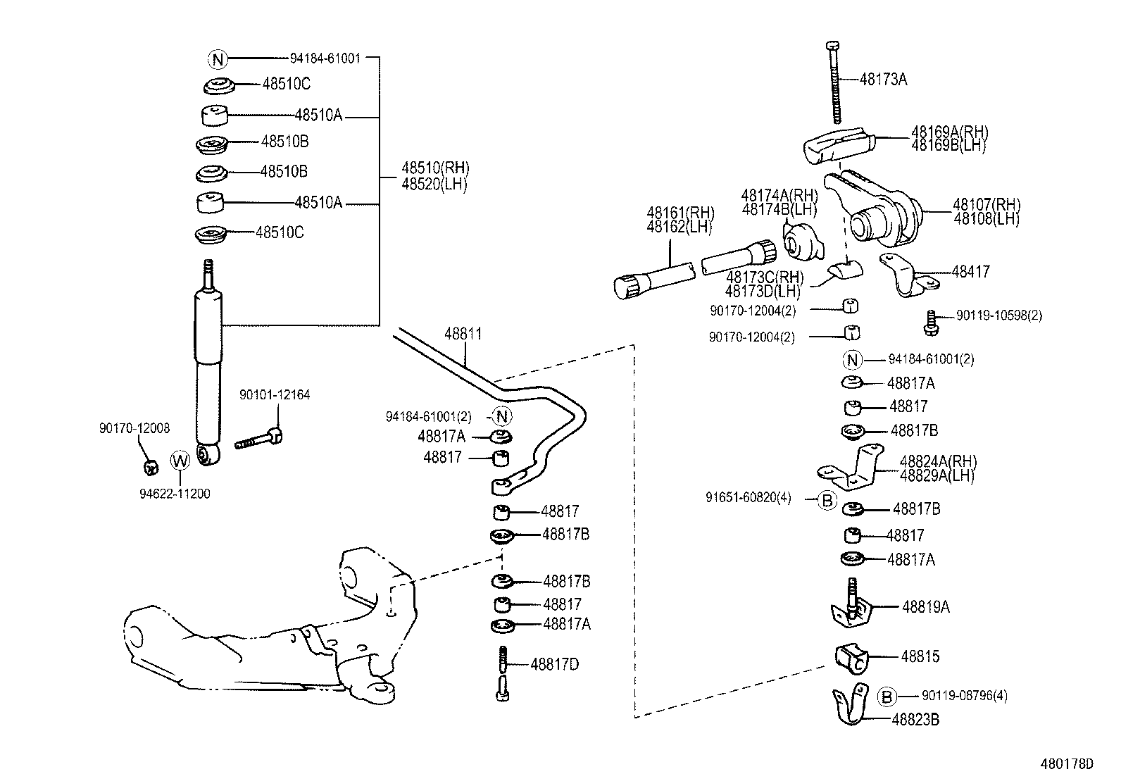 48815-26200 BUSH, FRONT STABILIZER BAR, NO.1 product image