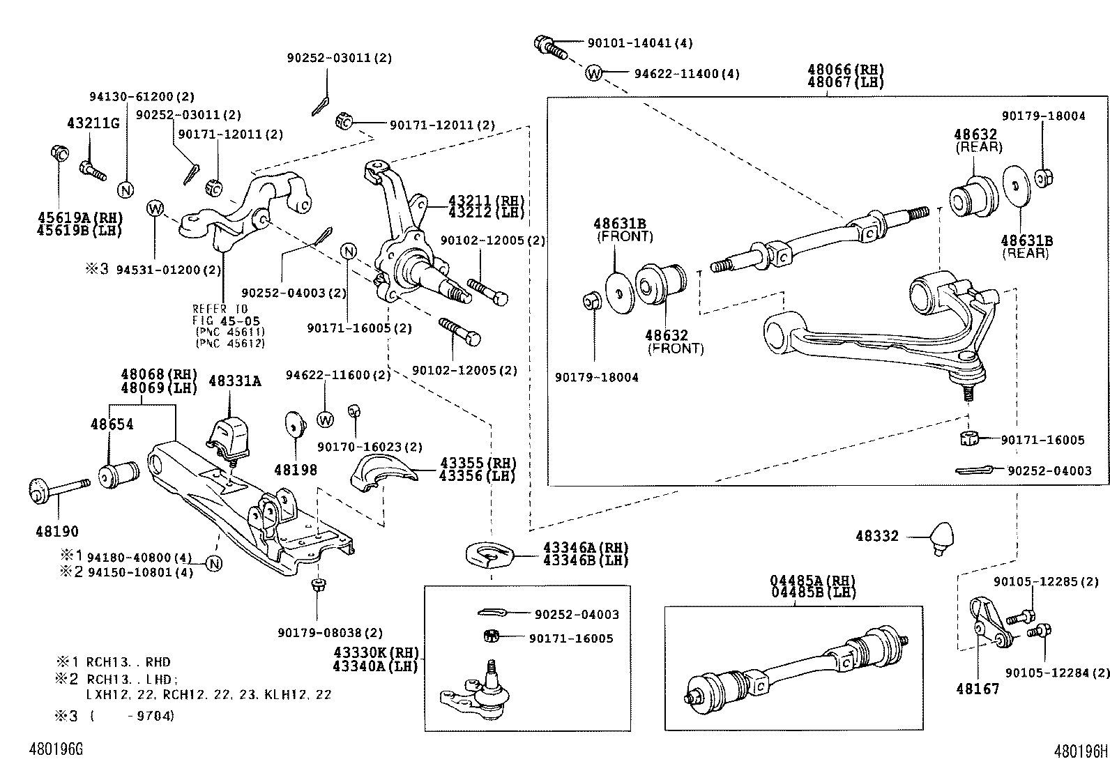04485-26080 SHAFT KIT, FRONT SUSPENSION UPPER ARM, RH product image