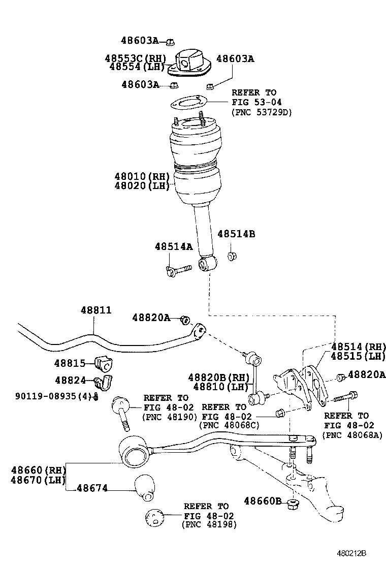 48010-40050 CYLINDER ASSY, PNEUMATIC, FRONT RH W/SHOCK ABSORBER product image