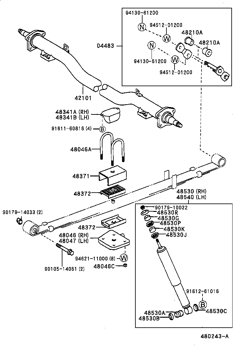 48071-12090 SUPPORT SUB-ASSY, REAR SUSPENSION, RH product image