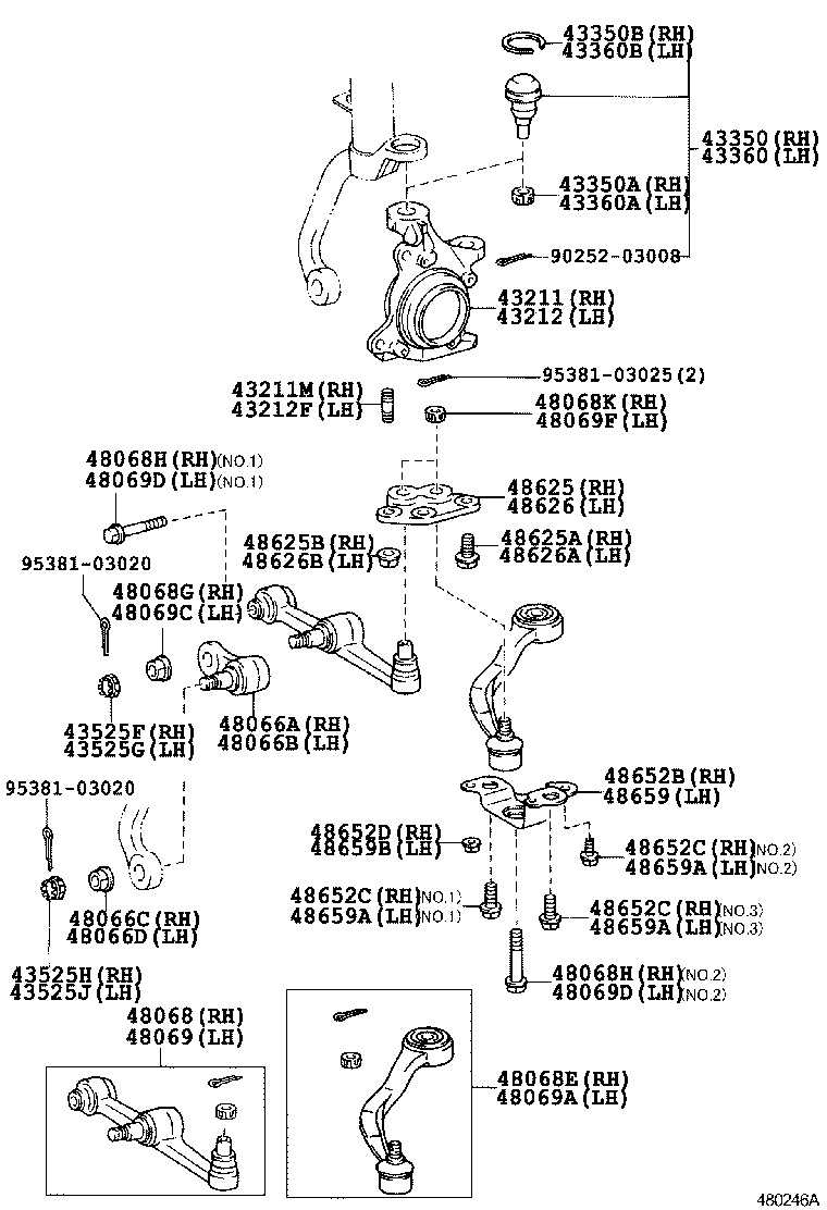 48606-19015 ARM SUB-ASSY, FRONT SUSPENSION, LOWER NO.1 LH product image