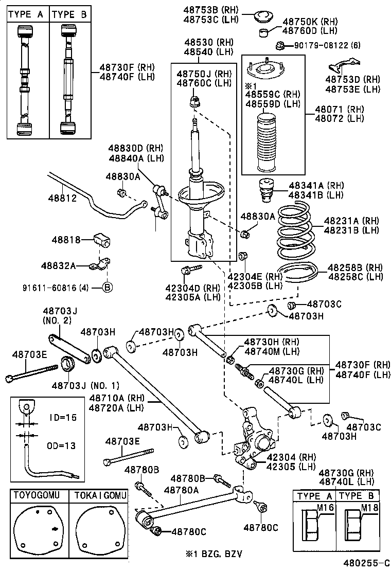 42305-12140 CARRIER SUB-ASSY, REAR AXLE, LH product image