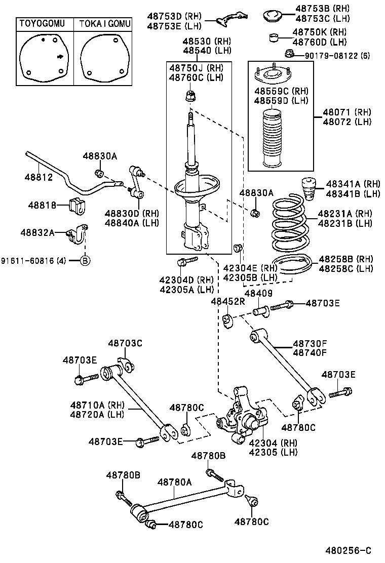 42305-12140 CARRIER SUB-ASSY, REAR AXLE, LH product image