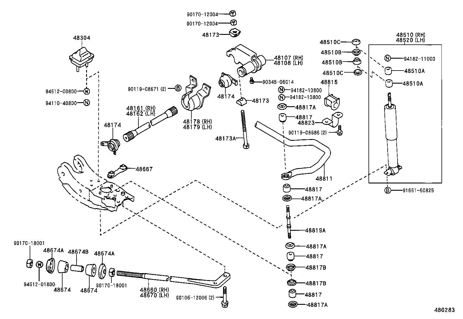48108-04010 ARM SUB-ASSY, ANCHOR, LH product image