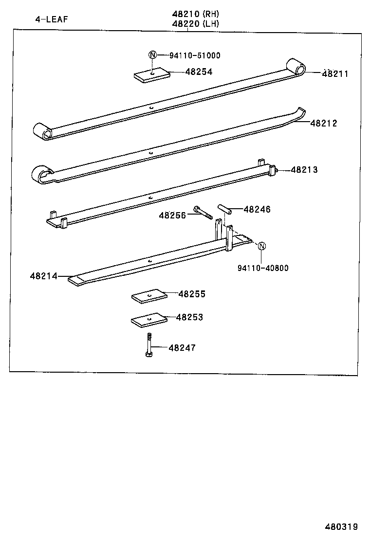 48414-35190 BRACKET, SPRING, NO.3 RH product image