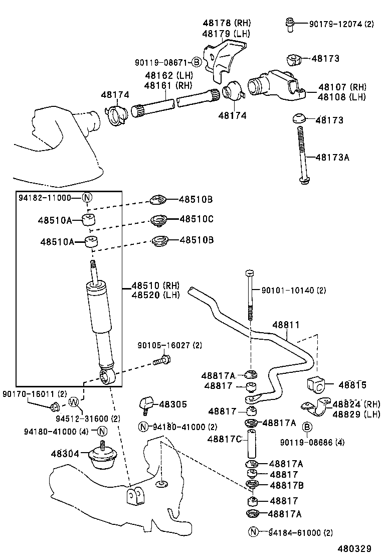 48815-35080 BUSH, FRONT STABILIZER BAR, NO.1 product image